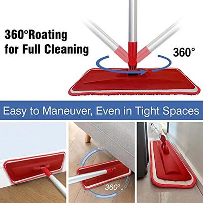 MAYSHINE Microfiber Hardwood Floor Wet and Dry Dust Mop w/ 5 Reusable Pads,  360 Spin Mop System | Use on Wood, Tile, Laminate, Vinyl and More | Flat