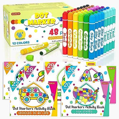 Washable Dot Markers 26 Colors with Free Activity Book, Fun Art Supplies  for Kids Toddlers and Preschoolers, Non Toxic Water-Based Paint Daubers,  Dot