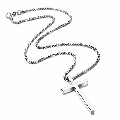  REVEMCN Black Silver Stainless Steel Dog Tag Cross Necklace for  Men Boys Featuring Lord's Prayer Bible Verse Cross Pendant with 20-24 Inch  Rope Chain, Inspirational Jewelry Gift for Boys and Men (