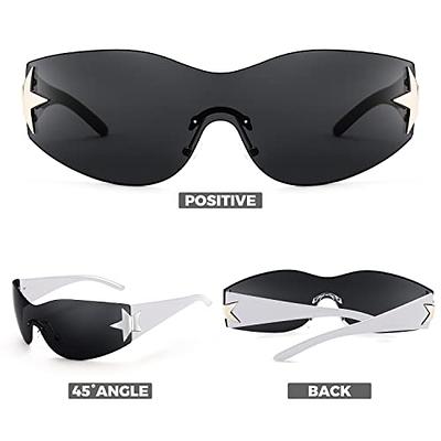 Fullgren Trendy Oversized Square Rimless Sunglasses for Women Men UV400  Metal Sun Glasses