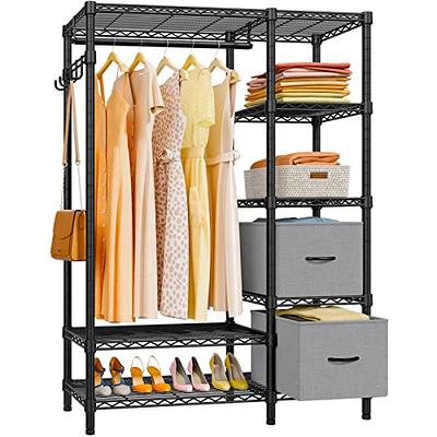 Aheaplus Wood Wardrobe Closet Storage Free Standing Closet Organizer,  Clothes Garment Racks with Storage Shelves and Hanging Rod, Walk In Closet  Organizer with 3 Wood Drawers - Yahoo Shopping