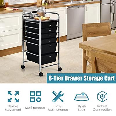 3-Tier Drawer Plastic Storage Cart with Wheels, Rolling Storage Containers  with Drawers, Plastic Drawer Organizer Cart on Wheels, Narrow Cabinet