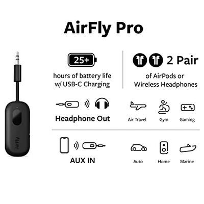  Twelve South AirFly SE, Premium Bluetooth Wireless Audio  Transmitter for AirPods or Wireless Headphones - Use with Any 3.5 mm Audio  Jack for In-Flight, TV, Gym and Tablets, White, 1 by