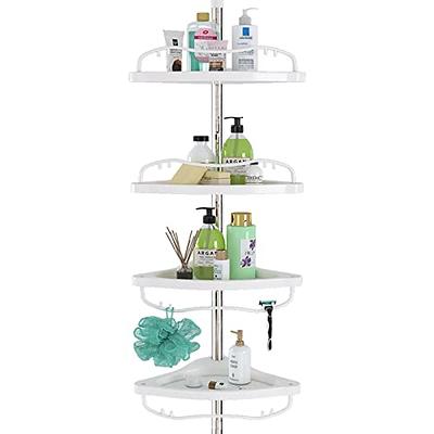 Dracelo Brown 4-Tier Adjustable Shelves Shower Caddy Corner for Bathroom, Bathtub Storage Organizer for Shampoo Accessories