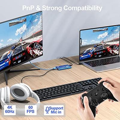 Capture Card, Video Capture Card 4K 1080P 60FPS,HDMI Capture Card Switch  with Microphone, Game Capture Card USB 3.0 for Live Streaming Video  Recording, Screen Capture Device Work with PS4/PC/OBS/DSLR 