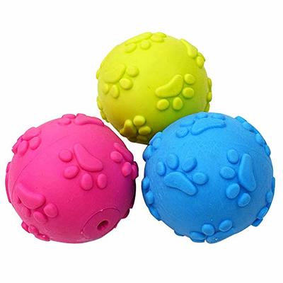 SHARLOVY Squeaky Balls for Dogs Small, Fetch Balls for Dogs Rubber 3 Pack  Bright Colors TPR Puppy Toys Dog Toy Balls Dog Squeaky Toys Spike Ball Dog