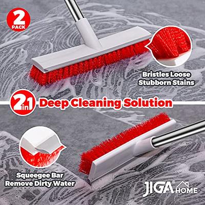 2 In 1 Floor Scrub Brush with Long Handle Scrub Brush Scrape and Brush