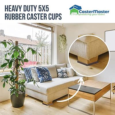 CasterMaster Non Slip Furniture Pads- 2x4 Rectangular Rubber Anti Skid Recliner Cups, Leg Coasters- Couch, Chair, Feet, and Recl