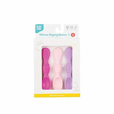 Bumkins Utensils, Silicone for Dipping, Feeding, Baby LED Weaning, Training Spoons, Ag