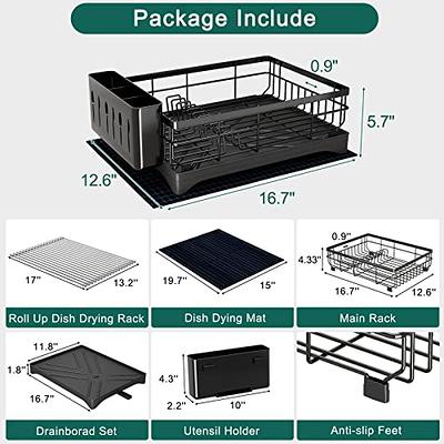 ANTOPY Dish Drying Rack Large Dish Rack, Rustproof Stainless Steel Dish  Racks for Kitchen Counter, Extra Roll-Up Drying Rack for Kitchen Sink, Dish  Drainer with Drainboard Utensil Holder Dryer Mat - Yahoo