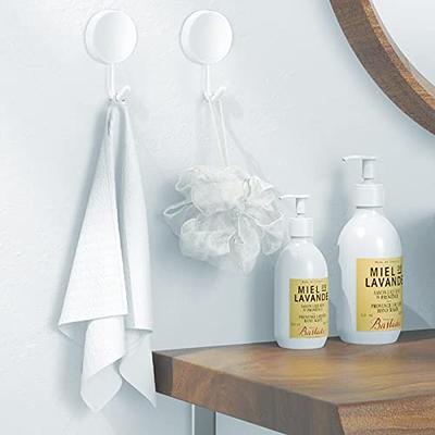 VIS'V Adhesive Hooks, White Self Adhesive Wall Hooks Waterproof Shower  Stick on Hooks Stainless Steel Heavy Duty Sticky Towel Hooks for Bathroom