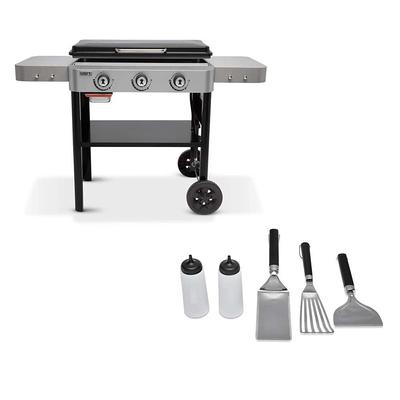 Char-Griller Flat Iron 3-Burner Outdoor Griddle Gas Grill with Lid