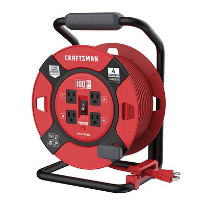 Woods 48004 14/3 SJTW Metal Extension Cord Reel with Locking Plug Red 30