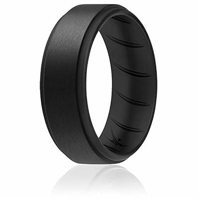 Black Bevel Edge Breathable Silicone Wedding Ring For Men and Women