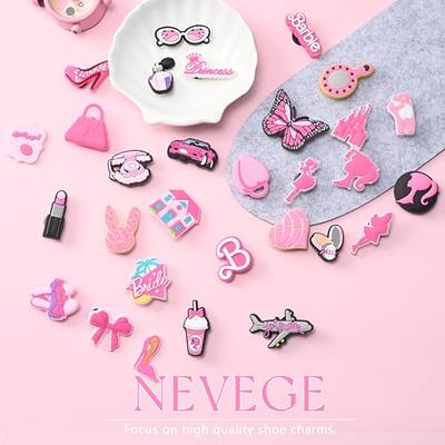 NEVEGE Pink Shoe Charms for Girls Women 30 PCS Pink Shoe