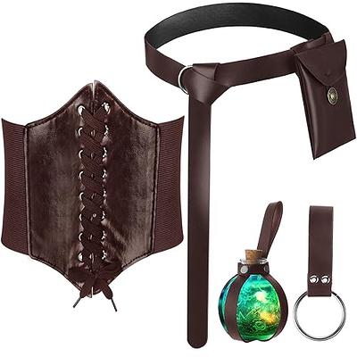 Panitay 5 Pcs Halloween Medieval Accessories Potion Bottle Belt Sword  Dagger Frog Waist Pouch Corset Waist Belt for Cosplay (Brown) - Yahoo  Shopping