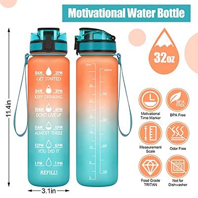 32oz Water Bottle with Time Marker & Straw Lid for Gym,Motivational Fitness  Sports Water Jug with Removable Strainer,Dishwasher Safe,Leakproof,Safety  Lock,No BPA,Blue+purple 