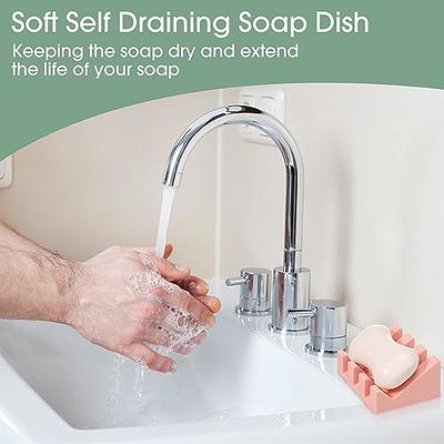 Silicone Soap Dish Self Draining Soap Dish Shower Waterfall Bar Soap Holder  Tray for Kitchen Bathroom Accessories 