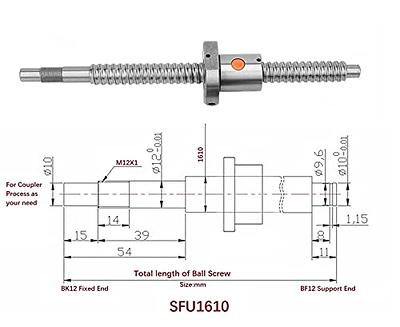 Mssoom 16mmボールスクリューキットSFU1610 RM1610反逆戻りボールネジ