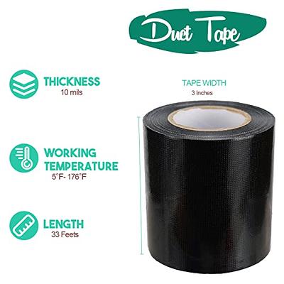 Autrends Black Duct Tape, 3 inches x 10 Yards(33FT) - Super Strong