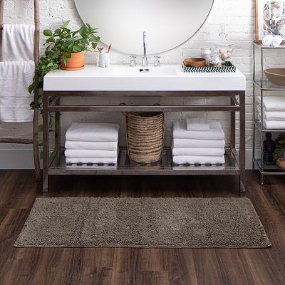 allen + roth 20-in x 32-in Taupe Cotton Bath Mat in the Bathroom