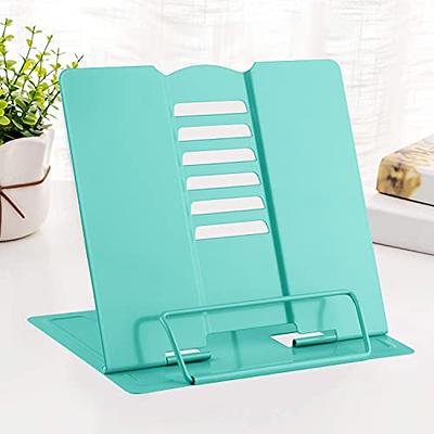 MSDADA Desk Book Stand Metal Reading Rest Book Holder Adjustable Cookbook Documents Holder Portable Sturdy Bookstands for Recipes Textbooks Tablet