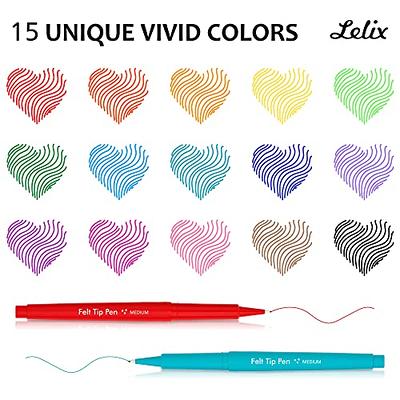 Felt Tip Pens, 30 Colors & 15 Black & 15 Blue & 1 Red Medium Point Felt Pens,  Colored Pens for Journaling, Writing, Note Taking, Planner Coloring,  Perfect for Art Office and School Supplies