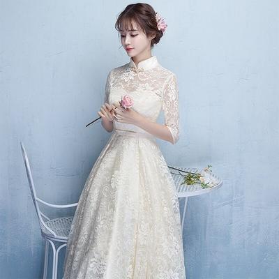 white lace cheongsam gown