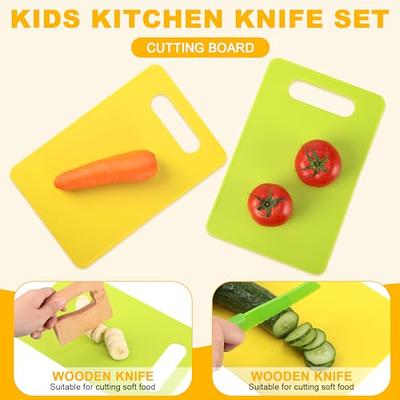 Uiifan 33 Pieces Kids Knife Set for Real Cooking Toddler Wooden Kitchen  Knife Set Kids Cooking Sets Include Cutting Board Kids Safe Knife Fruit  Vegetable Crinkle Cutters Sandwich Cutter and Peeler 