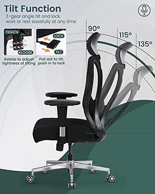  Big and Tall High Back 400LBS Reclining Office Chair with  Footrest - Executive Computer Chair Home Office Desk Chair with Double  Cushion, Heavy Duty Metal Base, Ergonomic Support Function : Office