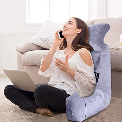 Nestl Reading Pillow Bonus Portable Lap Desk Stand for Laptop, Back Rest  Pillow for Sitting in Bed, Shredded Memory Foam Bed Rest Pillow with Arms  and Pockets, Large, Gray 