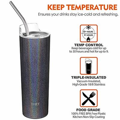 THILY 40 oz Insulated Tumbler with Handle - Stainless Steel Triple