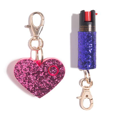 Bling Sting Personal Safety Alarm and Flashlight Grey Black Camo Key Ring