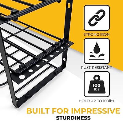 2 in. H x 17 in. W x 8.5 in. D Carbon Steel Power Tool Organizer 4-Slot  Drill Holder Wall Mounted Storage Rack