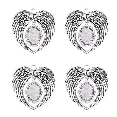 SUPERFINDINGS 8pcs Tibetan Style Angel Wings Alloy Bezel Pendant with Clear  Glass Cabochons Oval Lace Tray Sets Transparent Glass Cabochons Heart Wings  Charm Picture Ornament for Jewelry Making - Yahoo Shopping