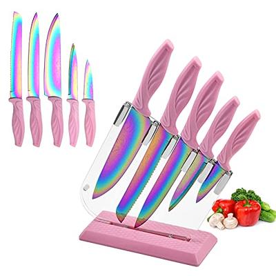 Rainbow Damascus Knife Set 6Pcs Non Stick Sharp Kitchen Knives Set