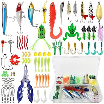 TRUSCEND Fishing Lures Kit with Premium Waterproof Fishing Tackle Storage  Box Including Fishing Hooks Soft Worms