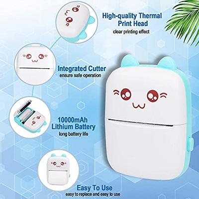 Portable Mini Printer Thermal One Roll of Printing Pape Blue