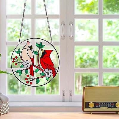 Stained Glass Cardinal Suncatcher, Red Bird