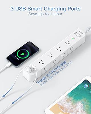 Flat Plug Power Strip, Ultra Thin Extension Cord - Addtam 12 Widely AC 3  Sides Multiple Outlets, 5Ft, 900J Surge Protector, Wall Mount, Desk  Charging