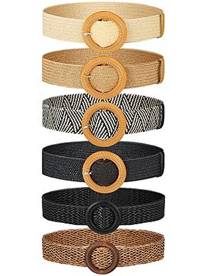 Women Belt Straw Woven Elastic Stretch Wide Waist Belts For Dresses With  Buckle