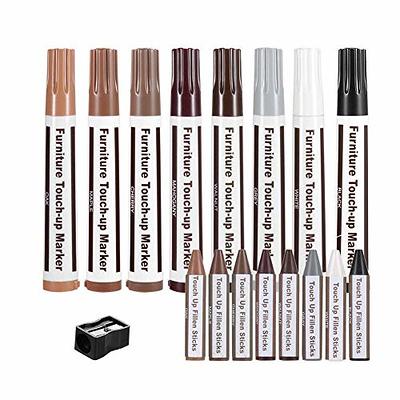 SEISSO Furniture Markers Touch Up - Set of 17 - Furniture Scratch Repair Markers Kit, Wood Touch Up Markers and Wax Sticks with Sharpener, for