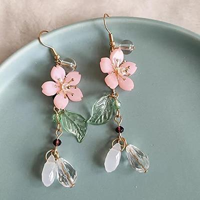 Pink Flower Dangle Earrings for Women Girls Cute Cherry Blossoms Earrings  Pearl Leaf Sakura Floral Drop Earrings Fairy Earrings Floral Tassel Earrings  Summer Holiday - Yahoo Shopping