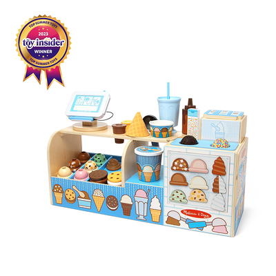 Melissa & Doug Fun at The Fair! Wooden Snow-Cone and Slushie Tabletop Cart  and Play Food Set - Wooden Toy, Hands On Play for Toddlers, for Boys and