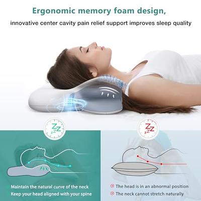 RESTCLOUD Adjustable Neck Roll Pillow, Neck Pillow for Pain Relief  Sleeping, Memory Foam Cervical Pillow for Neck Pain Relief