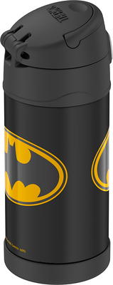 THERMOS FUNTAINER 12 Ounce Stainless Steel Vacuum Insulated Kids Straw  Bottle, Batman