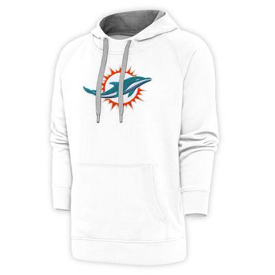 Men's Antigua Black Miami Dolphins Logo Victory Pullover Hoodie 