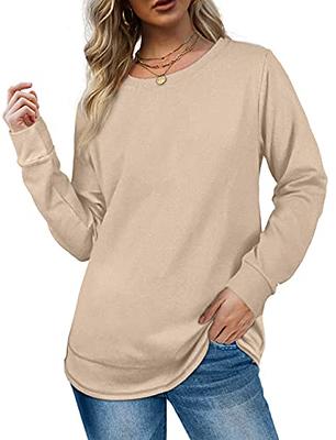 Dofaoo Tunic Tops For Leggings For Women Casual Long Sleeve Comfy Shirts  Khaki M - Yahoo Shopping