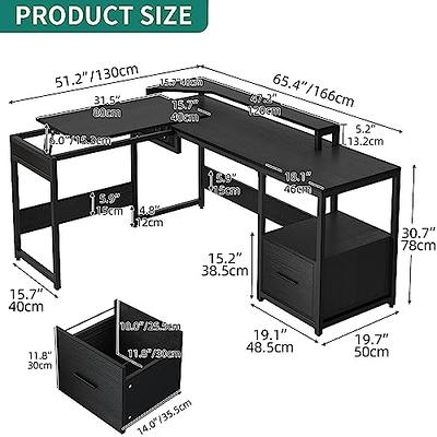 94.4 L Shaped Desk with Hutch, Home Office Desk with File Drawers, 94.4  Inches Two Person Desk, Corner Computer Desk with Keyboard Tray, Monitor