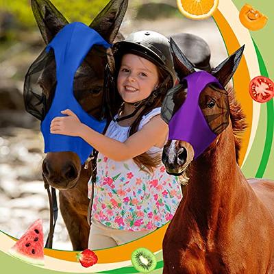 TGW Riding Horse Fly Mask Super Comfort Horse Fly Mask Elasticity Fly Mask with Ears We Only Make Products That Horses Like (Midnight Blue, L)